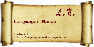 Langmayer Nándor névjegykártya
